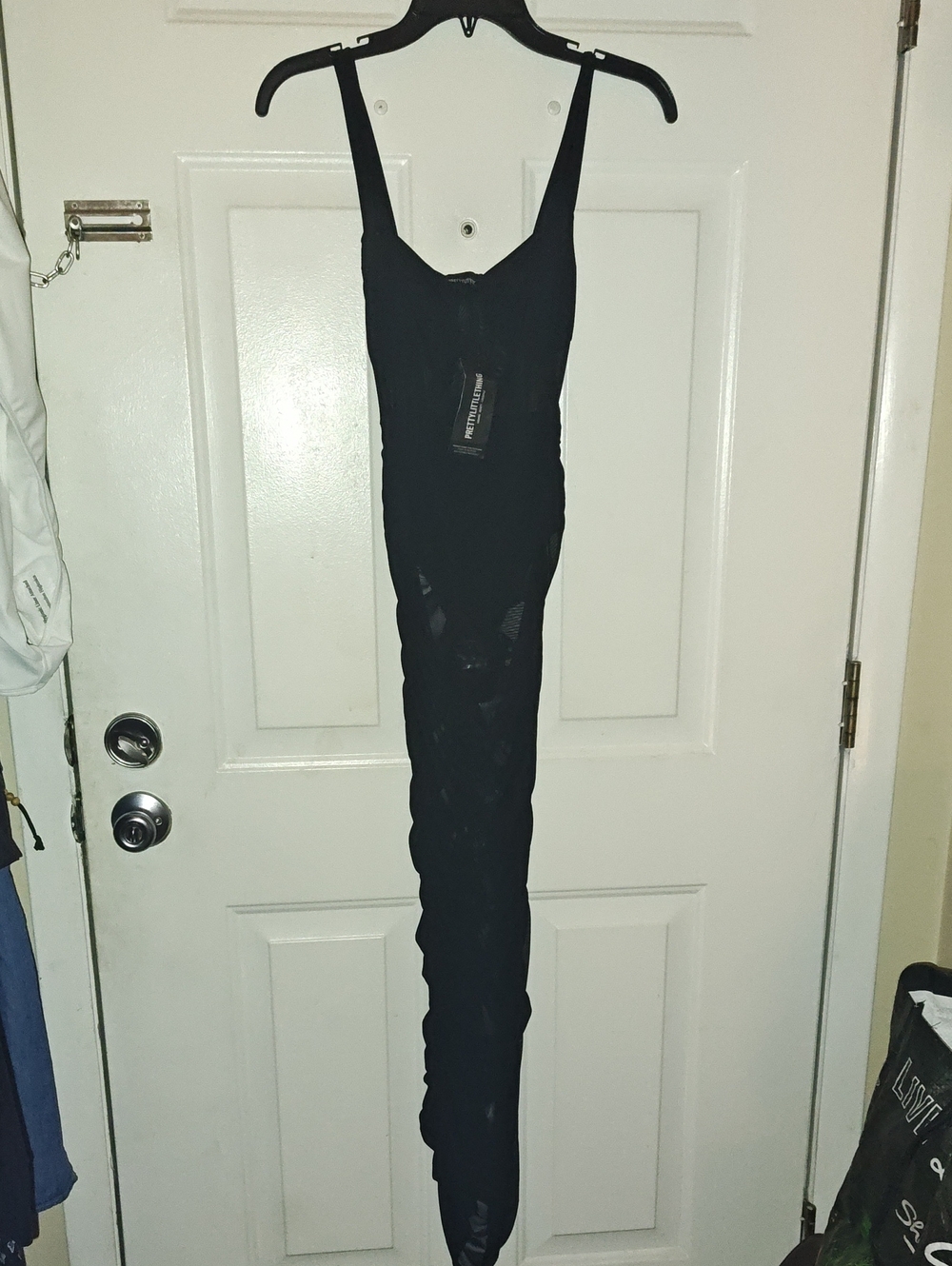 Black Ruched Sheer Maxi Dress